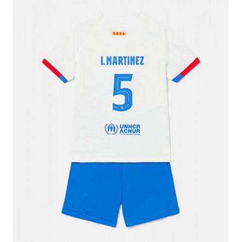Fotballdrakt Barn Barcelona Inigo Martinez #5 Bortedraktsett 2023-24 Kortermet (+ Korte bukser)